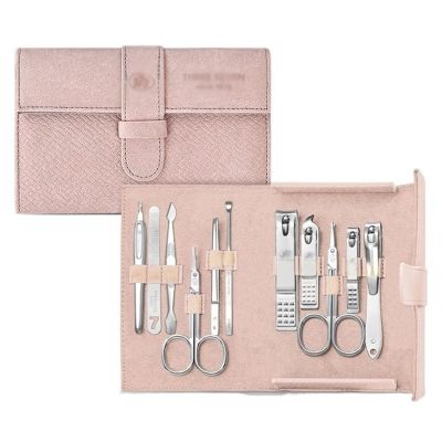 Bustards Nail Clipper Set Manicure Set Professional 11 in 1 Nail Clippers Set, Carbon Steel Manicure Kit with PU Leather Case, Nail Care Kit for Women Fingernail Clipper(Pink)