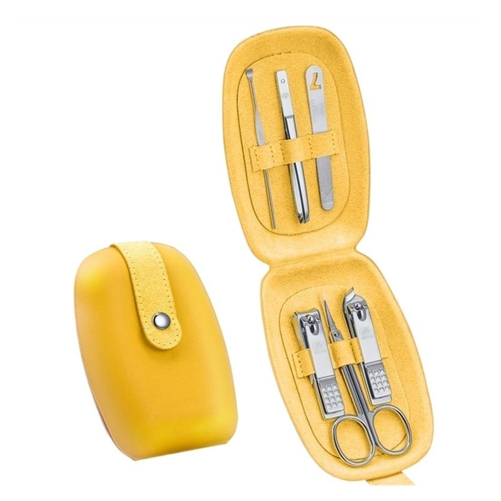 Bustards Nail Clipper Set 6Pcs Manicure Set for Women Girls, Nail Clippers Kit, Stainless Steel Nail Clipping Tools Portable Travel Grooming Kit with Stylish Leather Case Fingernail Clipper(Yellow)