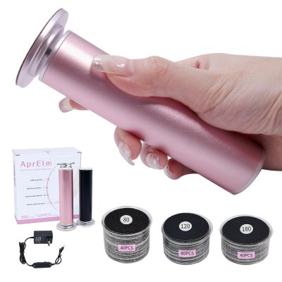 AprElm 4.8IN Longer Electric Foot Callus Remover with 120pcs Sandpaper Discs, Professional Aluminum Callus Remover for Feet, Stepless Speed Control Pedicure Tools for Dead Skin (Pink-pro)