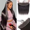13x4 HD Lace Frontal Closure 14 Inch Straight Lace Frontal Human Hair 100% Unprocessed Brazilian Virgin Hair Ear to Ear Swiss HD Transparent Lace Closure Only Pre Plucked 1B Black view 1