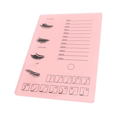 2 in 1 Eyelash Extension Tray Acrylic Clearly Marked Convenient False Lash Storage Professional Pallet for Lash Artists Beauty Salons (Pink)