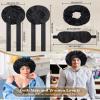 100% Mulberry Silk Bonnet for Sleeping Women Silk Hair Bonnet Elastic Tie Band with Silk Hair Scrunchies Silk Sleep Eye Mask(Black) view 2
