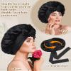 100% Mulberry Silk Bonnet for Sleeping Women Silk Hair Bonnet Elastic Tie Band with Silk Hair Scrunchies Silk Sleep Eye Mask(Black) view 3