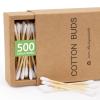 500 Count-Bamboo Double-Tipped Cotton Swabs, Organic & Biodegradable Ear Buds, Multipurpose for Hygiene, Beauty, and Home, Greenness Recyclable Packaging view 1