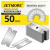 JETMORE Single Edge Razor Blades, 50 Pack High Carbon Steel Razor Blades for Scraper, Sharp Utility Blades for Removing Glue, Stickers, Labels, Paint, Glass, Safety Razor Blades Individually Wrapped view 1