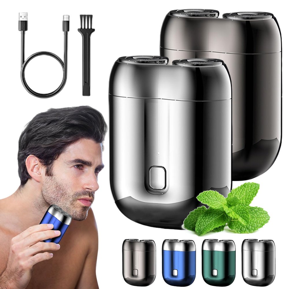Cohbskj New Model Mini Dual-Head Electric Shaver, Mini Portable Electric Shaver, Mini Dual Head Electric Razor, USB Rechargeable Waterproof Electric Razor, Pocket Size (2 PCS-C)
