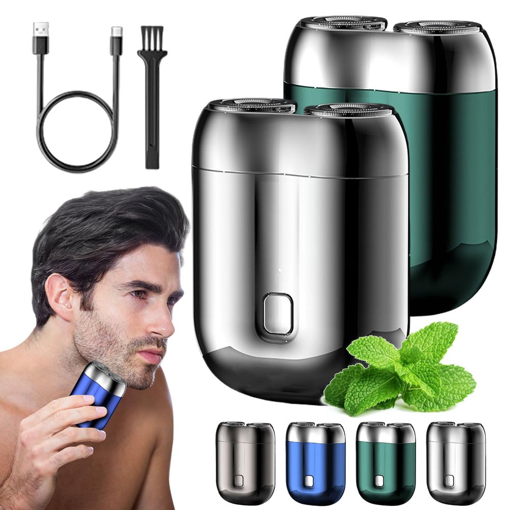 Cohbskj New Model Mini Dual-Head Electric Shaver, Mini Portable Electric Shaver, Mini Dual Head Electric Razor, USB Rechargeable Waterproof Electric Razor, Pocket Size (2 PCS-F)