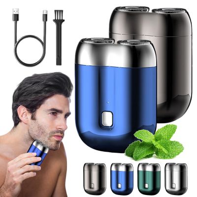 Cohbskj New Model Mini Dual-Head Electric Shaver, Mini Portable Electric Shaver, Mini Dual Head Electric Razor, USB Rechargeable Waterproof Electric Razor, Pocket Size (2 PCS-A)