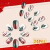 24Pcs Christmas Nails Press on Nails Short Almond Shaped Nails Christmas Tree Bow Fake Nails with Glue Red White Green Acrylic Nails Supply Full Cover Nail Tips Winter Xmas False Nails for Women Girls view 3