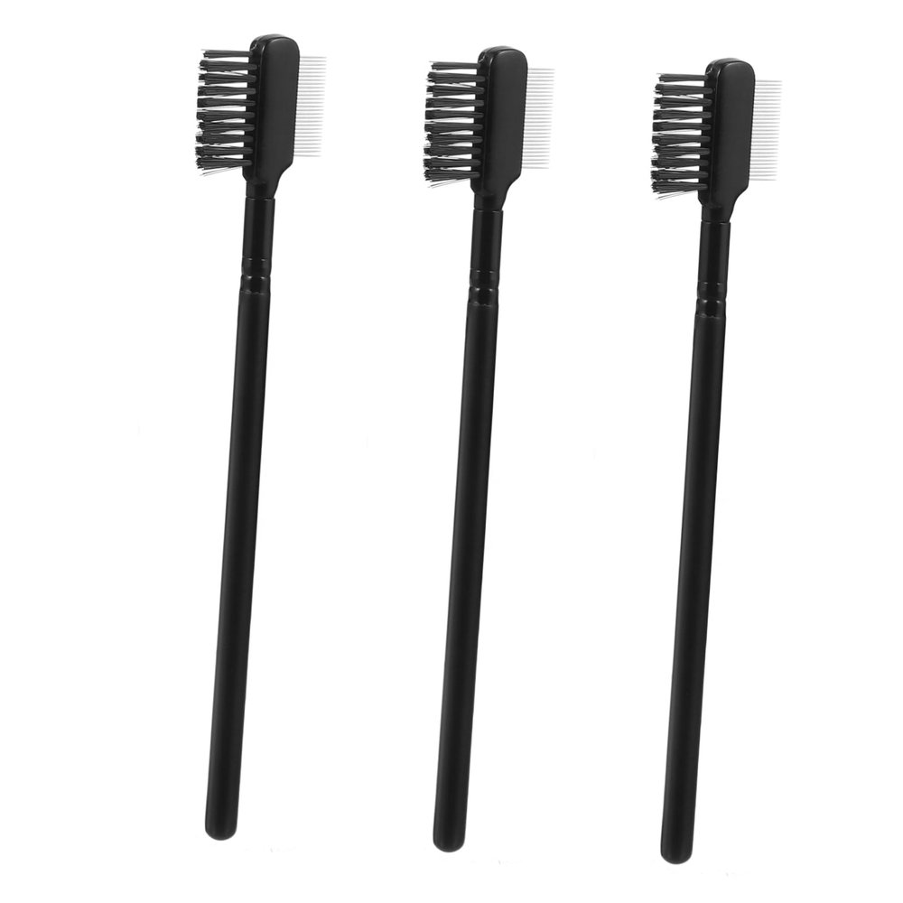 HAPINARY 3pcs Dual Sided Eyebrow Brush Comb Wooden Handle Hair Makeup Tool Lash Comb