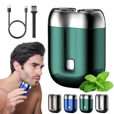 Cohbskj New Model Mini Dual-Head Electric Shaver, Mini Portable Electric Shaver, Mini Dual Head Electric Razor, USB Rechargeable Waterproof Electric Razor, Pocket Size (Green)