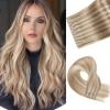 Invisible Hole Weft Human Hair Extensions No Tape In Hair Extensions Seamless Weft Extensions With Micro Beads Real Human Hair Ash Blonde 18/613 Reusable Microring Hair Extensions (35g 4Pcs,20 Inch) view 1