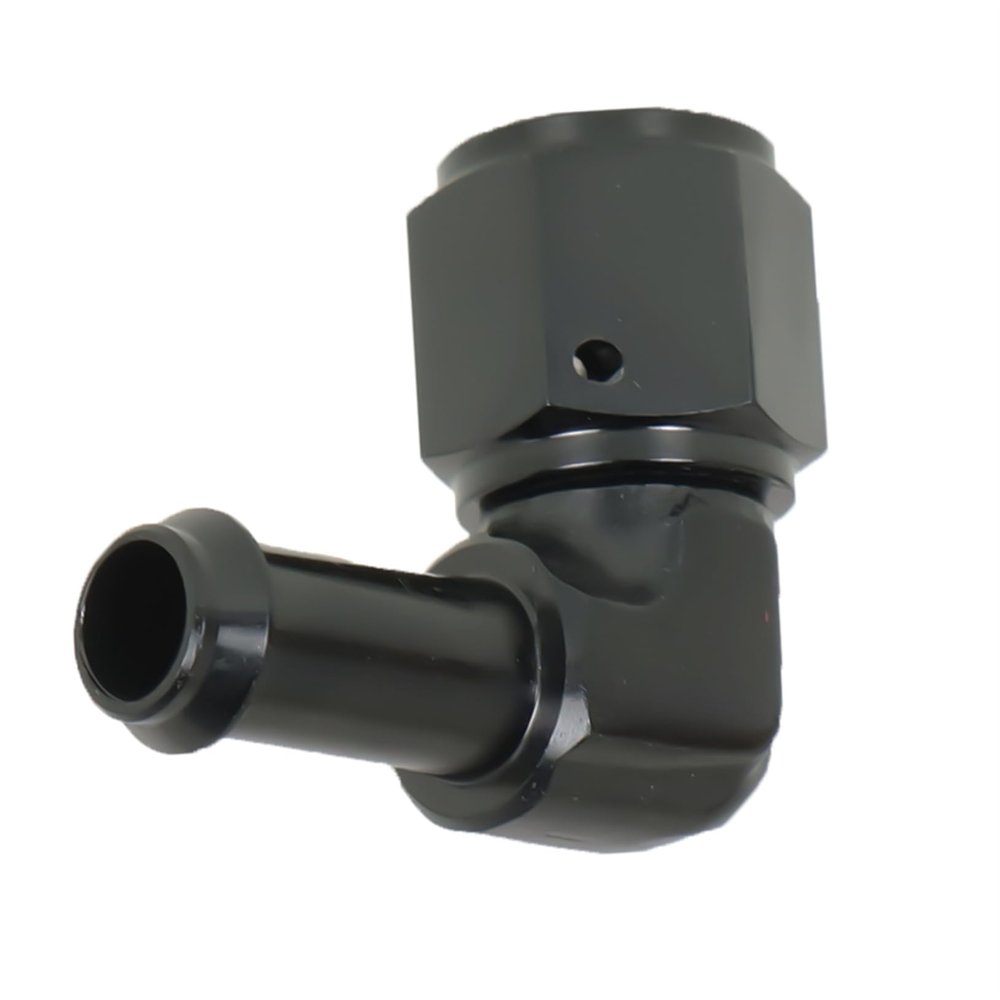 LABLT Black Hose Barb Fitting 90 Degree Female AN6 to 3/8 Swivel