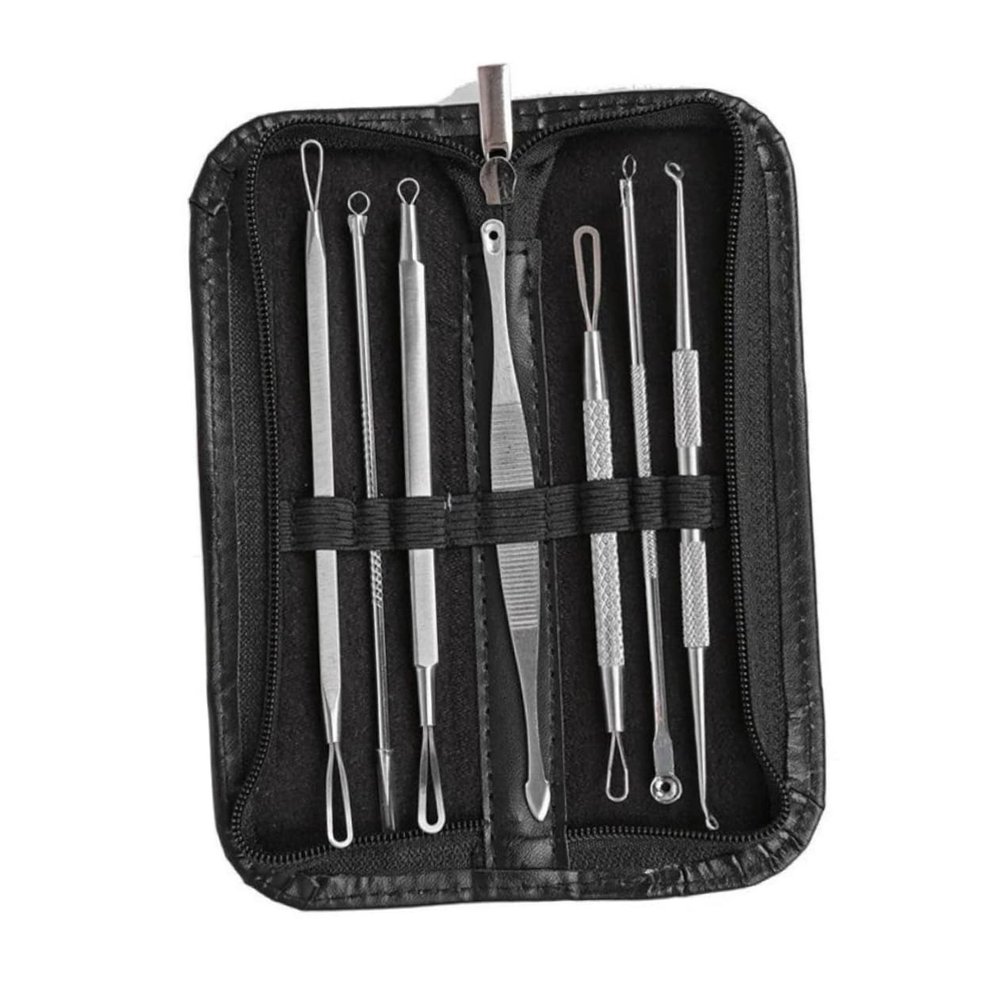 HAPINARY 7pcs Comedone Tool Set Blackhead Removal Tool Pimple Popping Kit Dark Face Care