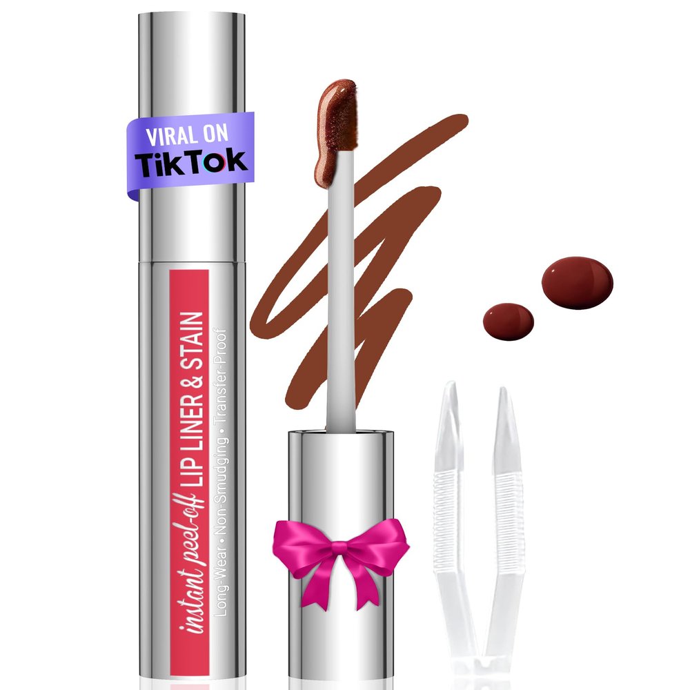 Lip Liner - Lip Liner Stain, Peel Off Lip Stain, Long Lasting Lip Stain Peel Off with Natural Finish, Easy to Use, Waterproof, Smudge-proof, Transfer-proof, Highly Pigmented Color, Coffee