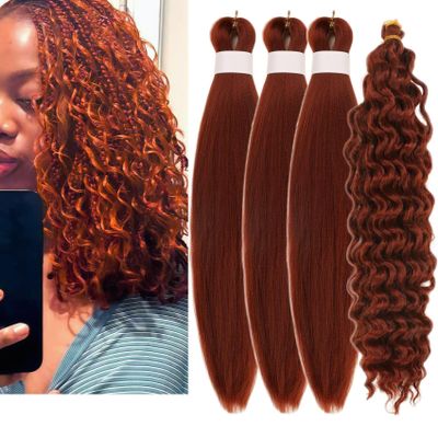 Reddish Brown Braiding Hair Pre stretched for Bob Boho Braids Pre stretched Boho Braiding Hair