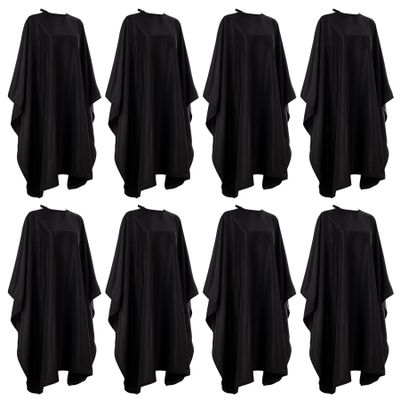 Barber Cape 63"x57" Hair Salon Capes Professional Hair Cutting Cape Black Waterproof Haircut Cape with Adjustable Snaps 8Pack