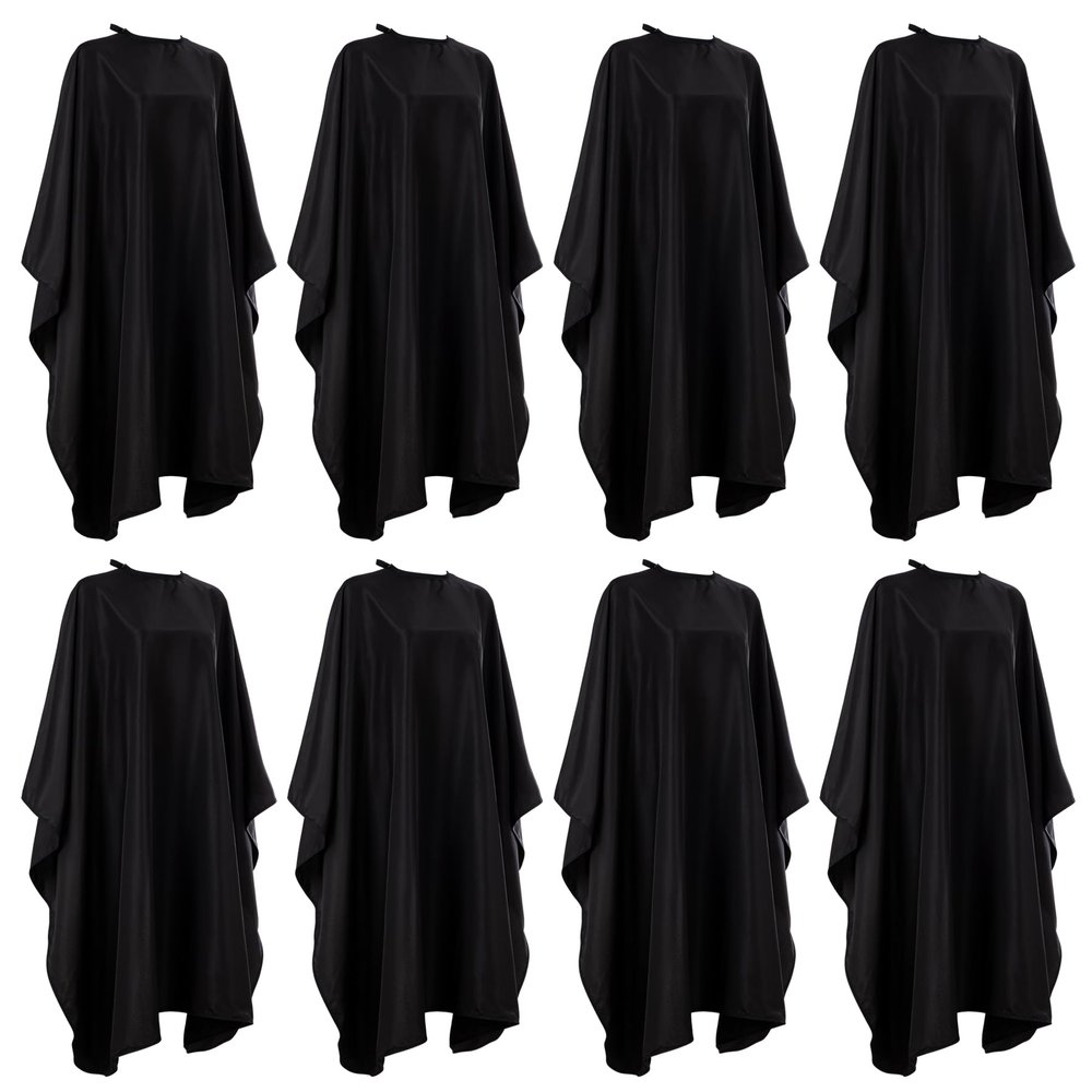 Barber Cape 63"x57" Hair Salon Capes Professional Hair Cutting Cape Black Waterproof Haircut Cape with Adjustable Snaps 8Pack