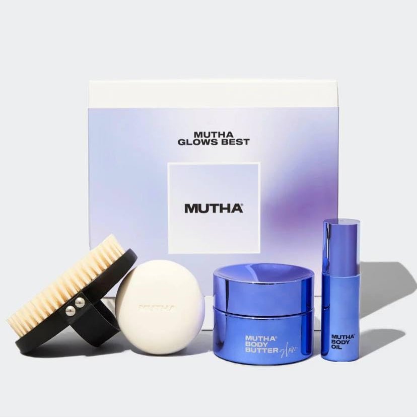 MUTHA Mutha Glows Best Set (Body Brush, Body Bar 150 g, Body Butter Glow 160 ml, and Body Oil, 25 ml)