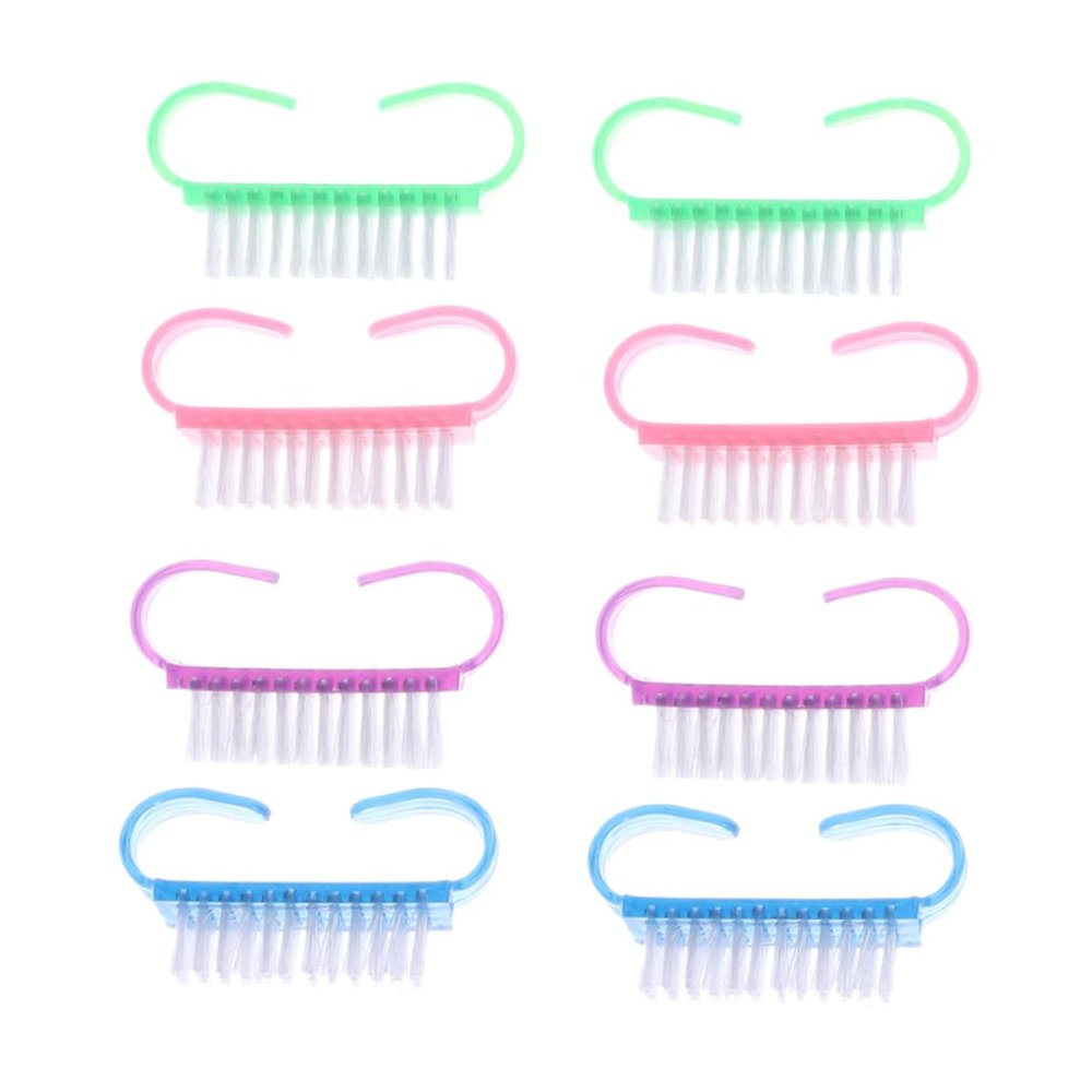 NOLITOY 8pcs Nail Cleat Shape Dust Cleaning Brushes for Manicure and Pedicure Compact Plastic Handles for Easy Use Essential Tools for Women and Girls