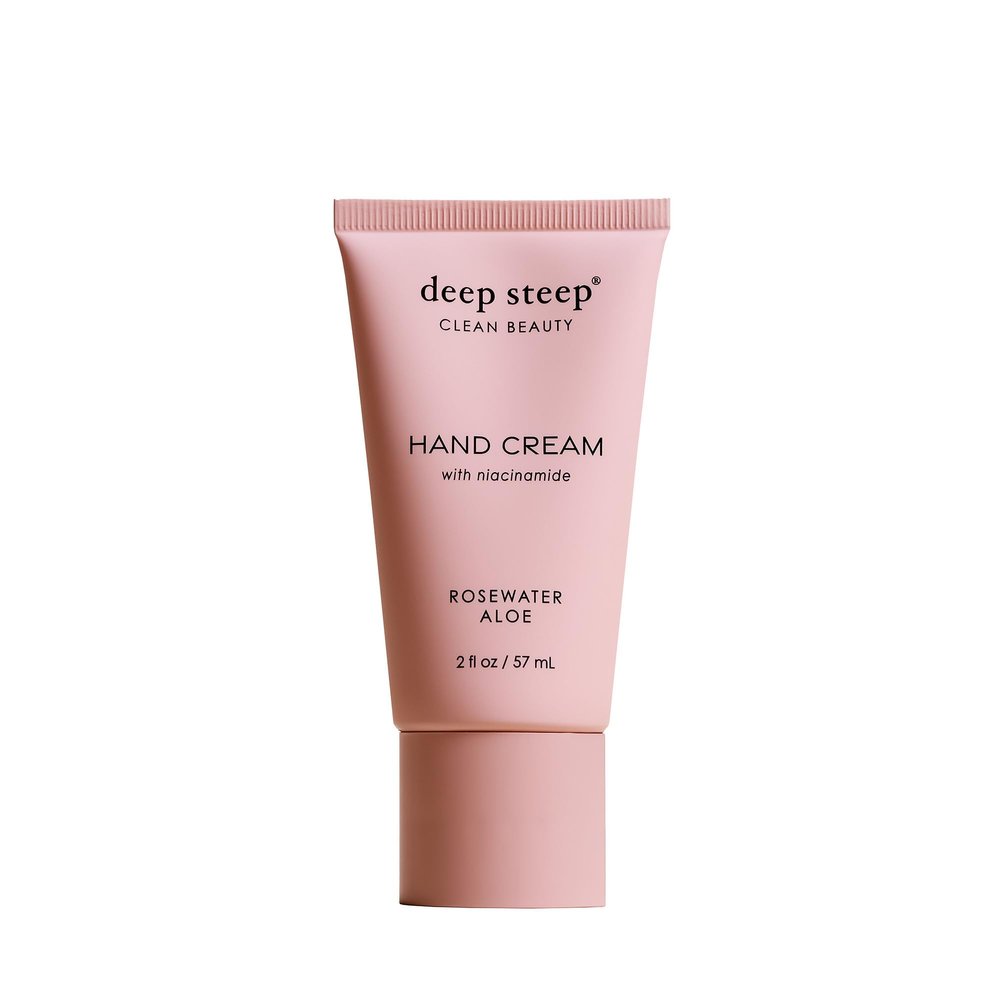 Deep Steep Hand Cream, Rosewater Aloe, 2 oz  Moisturizing Lotion with Coconut Oil, Shea Butter, Aloe Vera, Argan Oil, Glycerin, Olive & Sunflower Oil  Vegan, Clean Beauty, Soft Hands