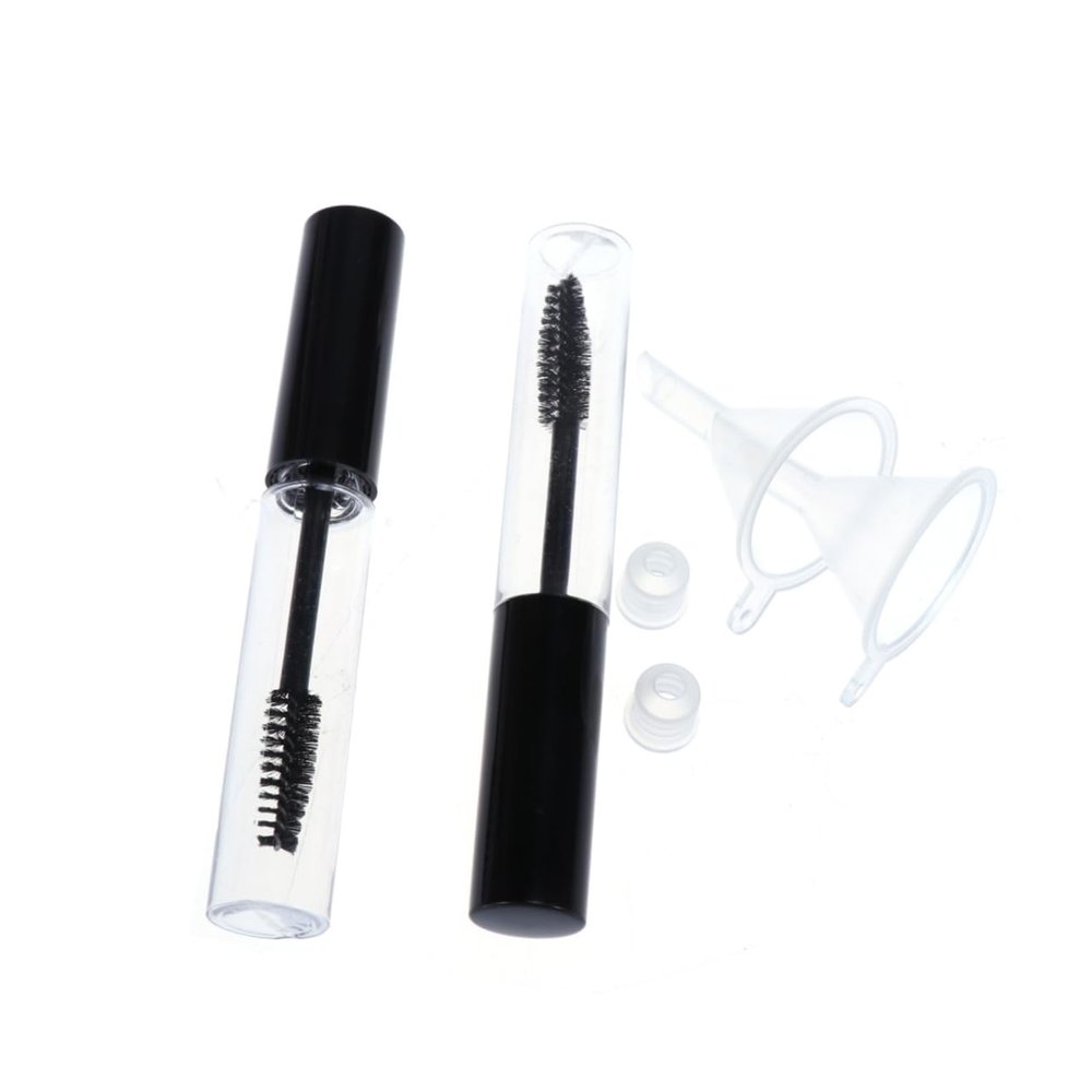 HAPINARY 2pcs 10ml Empty Mascara Tubes with Eyelash Wands and Funnels Set Refillable Mascara Container for DIY Beauty Applications for Travel and Home Use Random Color