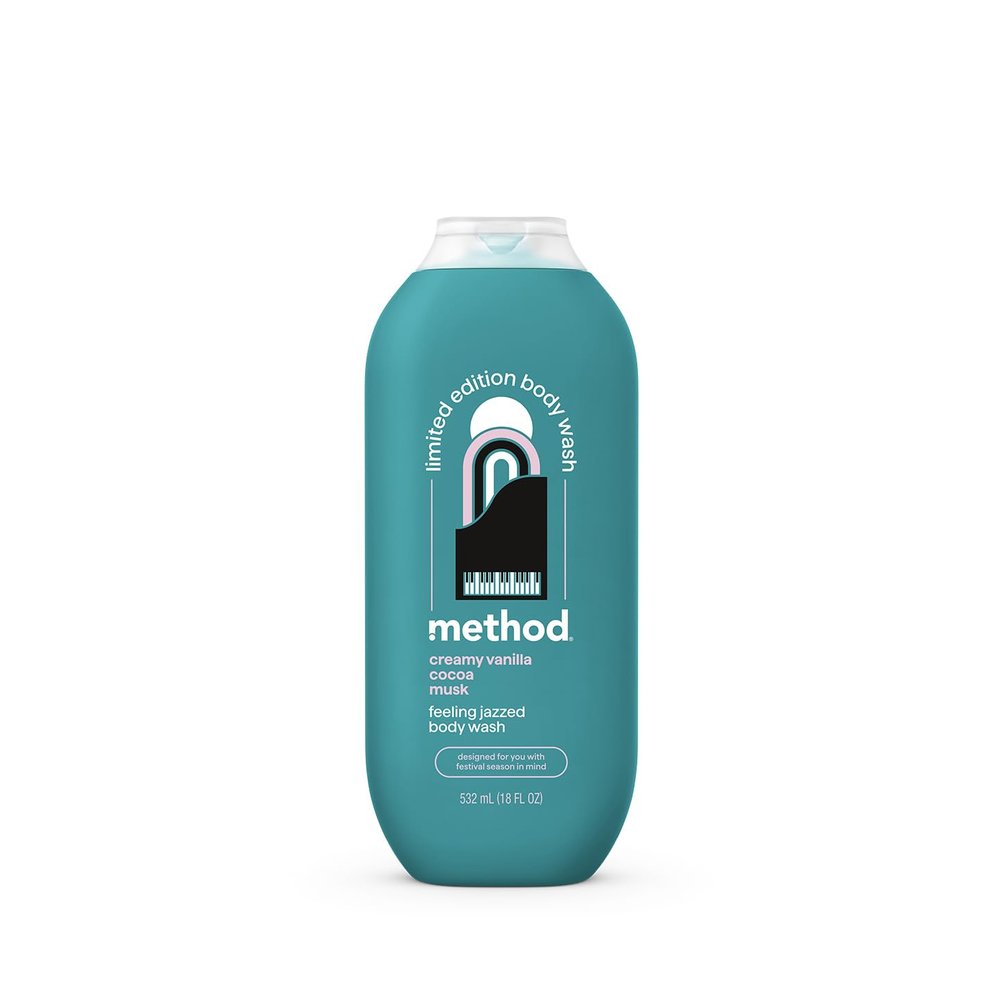 Method Limited Edition Body Wash, Feeling Jazzed with notes of Creamy Vanilla, Cocoa, and Musk, 18oz