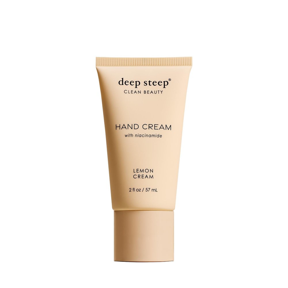 Deep Steep Hand Cream, Lemon Cream, 2 oz  Moisturizing Lotion with Coconut Oil, Shea Butter, Aloe Vera, Argan Oil, Glycerin, Olive & Sunflower Oil  Vegan, Clean Beauty, Soft Hands
