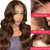 Geoyern 24 Inch Auburn Brown Body Wave Wigs Human Hair 180% Density Chocolate Brown HD Lace Front Wigs Human Hair 13x4 HD Lace Frontal Wig Pre Plucked for Black Women (24 Inch) view 2