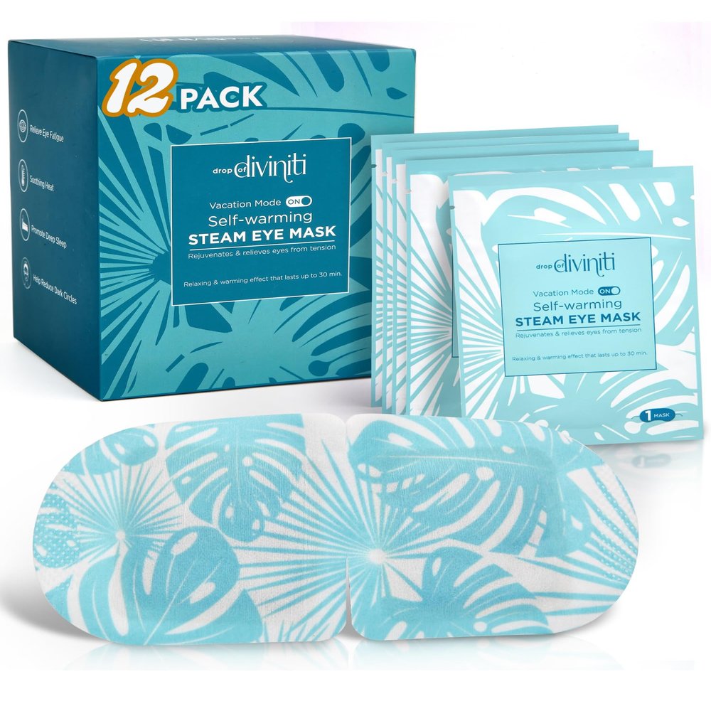 12-Pack Steam Eye Mask - Self Warming Heated Eye Mask for Dry Eyes, Up to 110F Degrees, Fast Soothing Relief - Puffy Eyes, Insomnia, Migraine - Stye Eye Treatment - Warm Compress for Eyes DiviniTi