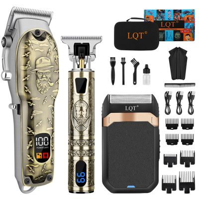LQT Professional Hair Clipper Set for Men Electric Shaver Razor Cordless Hair Cutting Barber Clippers Beard Trimmer Mens Grooming Kit Gifts for him (Bronze)