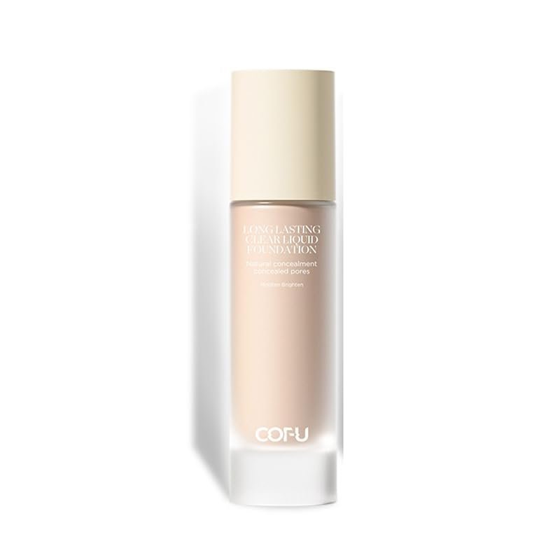 1PC Cofu Long Lasting Clear Liquid Foundation, High Coverage Moisturizing Light Weight Liquid Foundation Cream (2#, 30g)