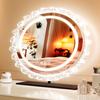 JSLJDM Lighted Makeup Mirror, 48 x 44cm, Dimmable LED Dressing Table Mirror and 3 Adjustable Brightness Modes, Acrylic Lace Design, Plug-in Model, White Black 53x57cm view 1