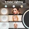 JSLJDM Lighted Makeup Mirror, 48 x 44cm, Dimmable LED Dressing Table Mirror and 3 Adjustable Brightness Modes, Acrylic Lace Design, Plug-in Model, White Black 53x57cm view 4