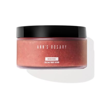 1PC Ann's Rosary Rose Sea Salt Gentle Exfoliating Body Cream, Refining Skin Surface & Gently Exfoliating Improving Goose Skin Reducing Dead Skin (400g, Wood Rose - Rough Skin)