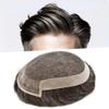 Healthlif Toupee For Men Swiss Lace Hair System For Mens ToupeeL Human Hair Lace Hair Piece For Mens Toupee Hair Units 6X9#330#3 Dark Brown+30% Grey 120% Density view 1