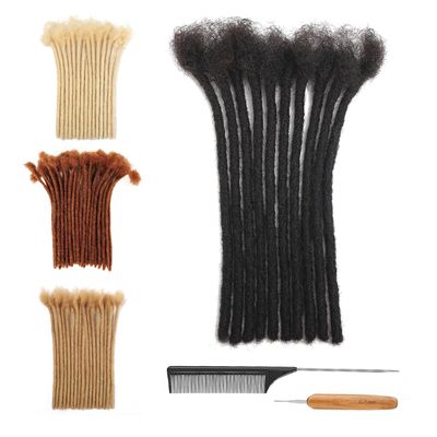 0.4cm Thickness 4 Inch Dreadlock Extensions Human Hair 60 Strands 100% Real Human Hair for Man/Women/Kids Full Handmade Permanent Loc Extensions Bundles Can Be Dyed Bleached Curled and Twisted