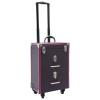 PalaUha Rolling Makeup Train Case Professional Cosmetic Organizer Trolley with Drawers Compartment Nail Case Wheeled Manicure Pedicure Storage Case for Hair Stylists Makeup Artists (Purple & Silver) view 1