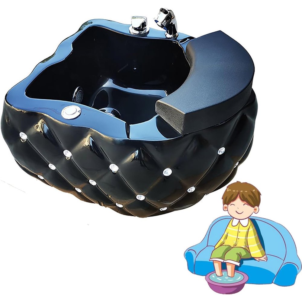 Xscxliny Acrylic Pedicure Bowl, Foot Massage Basin, Foot Bath, Foot Bath, Massage Foot Bath Foot Spa Bath, Manicure Foot Bath, Home Pedicure Sink,Black