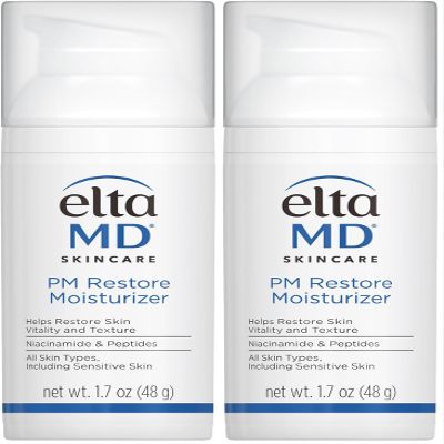 EltaMD PM Restore Face Moisturizer, Night Moisturizer for Face, Safe For All Skin Types, 1.7 oz Pump (Pack of 2)