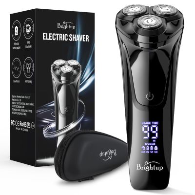 Brightup Electric Razor for Men Face, Wet & Dry Electric Shaver for Men with Pop-up Trimmer, Men's Razor with 4D Flex Precision Blades, USB Fast Charging, LED Display, Travel Lock, Storage Case