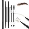2PCS Microblading Eyebrow Pencil with Brush, 2-In-1 Dual-Ended Waterproof Eyebrow Pen with 4-Fork-Tip & Ultra-Precise-Tip for Hair-Like Natural Eyebrow Makeup, Eye Brow Pencils for Women -Dark Brown view 1