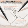 2PCS Microblading Eyebrow Pencil with Brush, 2-In-1 Dual-Ended Waterproof Eyebrow Pen with 4-Fork-Tip & Ultra-Precise-Tip for Hair-Like Natural Eyebrow Makeup, Eye Brow Pencils for Women -Dark Brown view 4