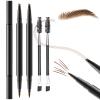 2PCS Microblading Eyebrow Pencil with Brush, 2-In-1 Dual-Ended Waterproof Eyebrow Pen with 4-Fork-Tip & Ultra-Precise-Tip for Hair-Like Natural Eyebrow Makeup, Eye Brow Pencils for Women -Light Brown view 1