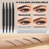 2PCS Microblading Eyebrow Pencil with Brush, 2-In-1 Dual-Ended Waterproof Eyebrow Pen with 4-Fork-Tip & Ultra-Precise-Tip for Hair-Like Natural Eyebrow Makeup, Eye Brow Pencils for Women -Light Brown view 3