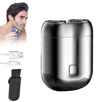 2024 New Upgrade Pocket Shaver, Model Rechargeable Dual-Head Electric Shaver, Mini Portable Electric Shaver, USB Electric Razor for Men, Pocket Size Washable Electric Razor(Silver)