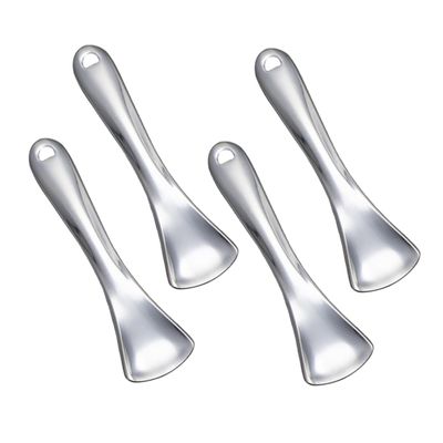 FOMIYES 4pcs Facial Mask Spoons Metal Cosmetic Cream Spoons for Eye Creams Lotions Comfortable to Hold Storage for Travel Beauty Salon Use Silver