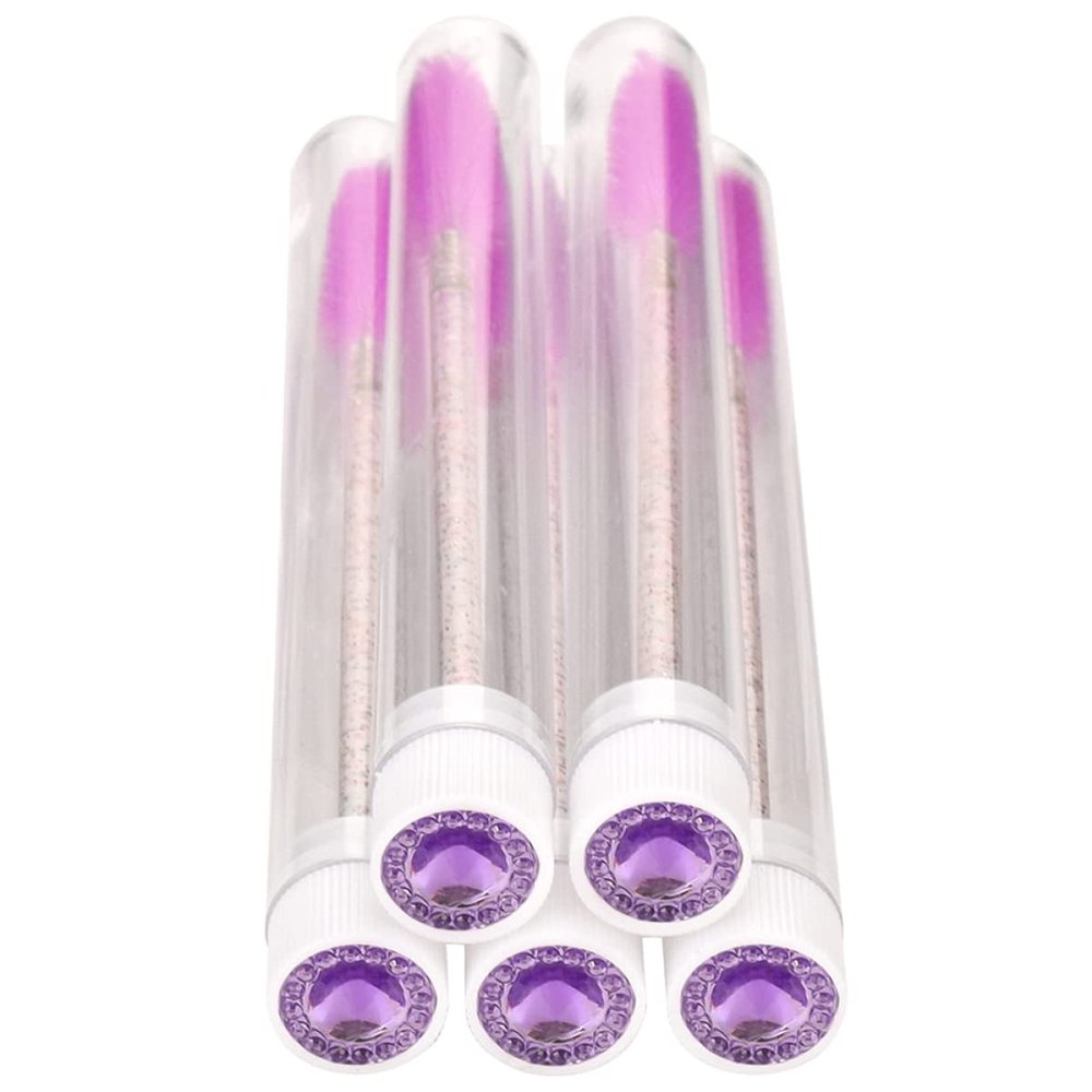 Baluue 5pcs Portable Disposable Eyelash Brushes with Crystal Rods for Makeup Application Lightweight Compact for Eyelash Extensions and Eyebrow Grooming