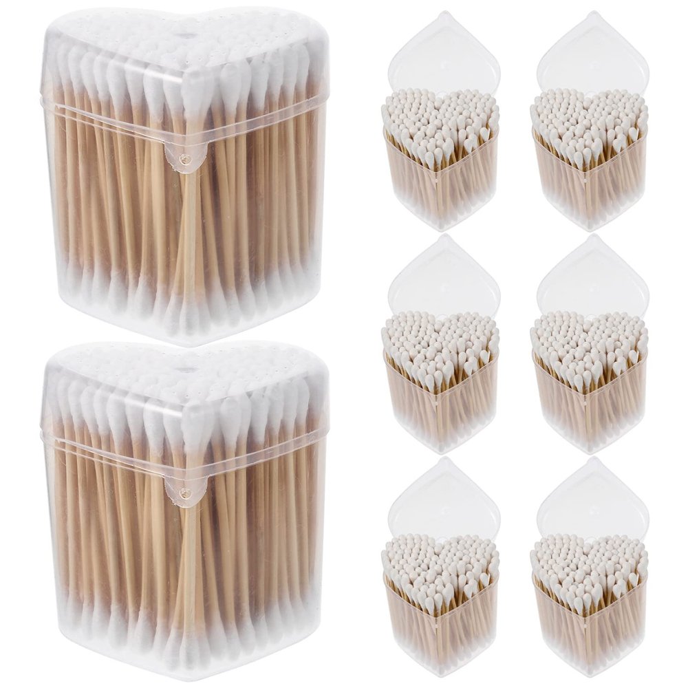 NOLITOY 1200pcs Long Cotton Swabs for Makeup and Cleaning Disposable Dual-tipped Cotton Buds for Face and Ear Care for Home Use