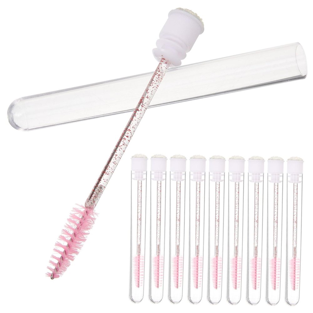 Gogogmee 10pcs Portable Eyelash Brush with Handle Eyebrow and Makeup Applicator for Mascara and Eyelash Extensions for Women Makeup Routine